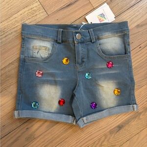 Lola + The Boys Denim Shorts with Colorful Gemstones
